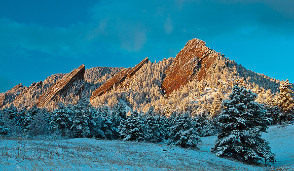 First Snow on the Flatirons
